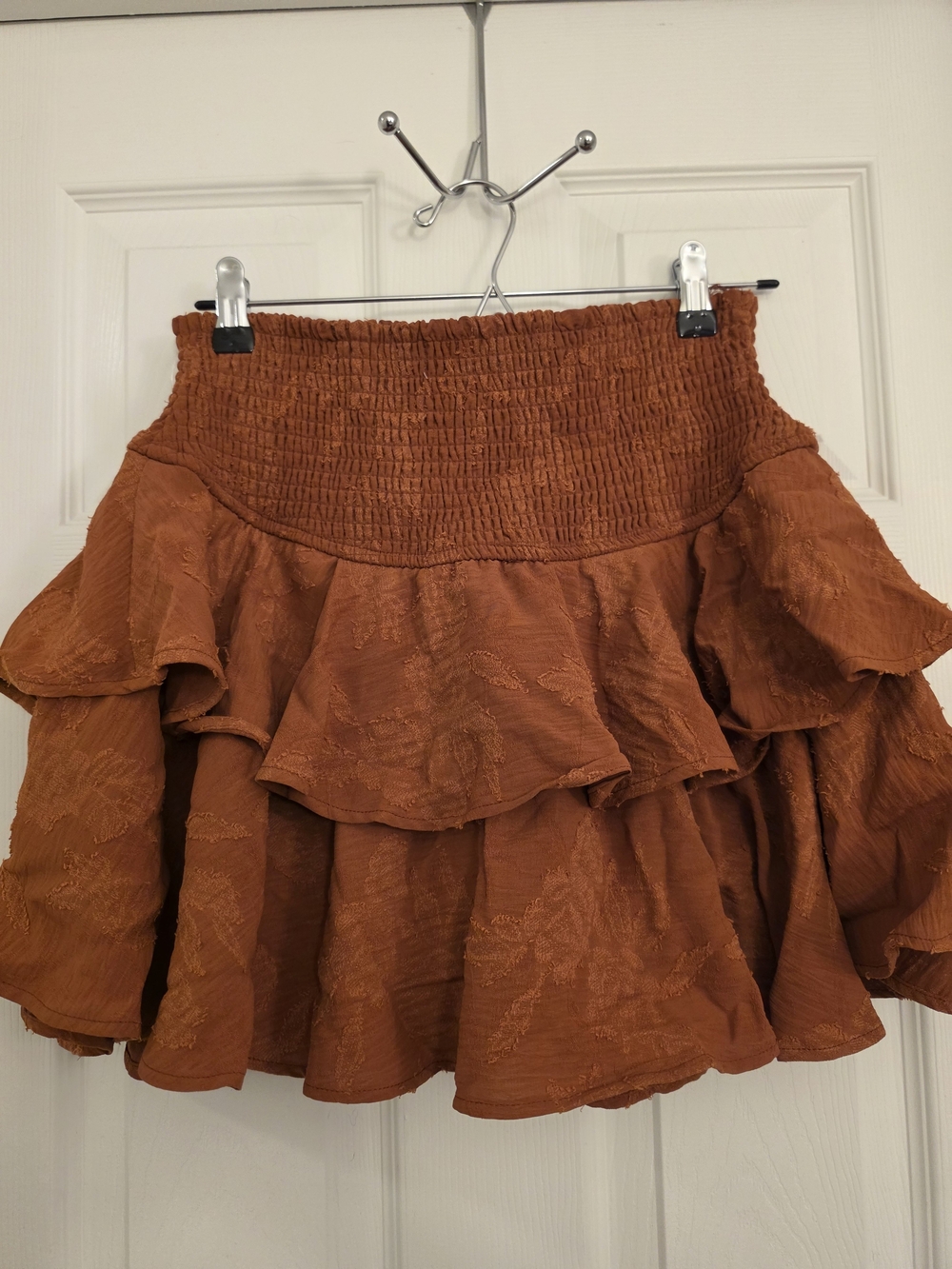 Tiered Ruffle Rust Mini Skirt - Women